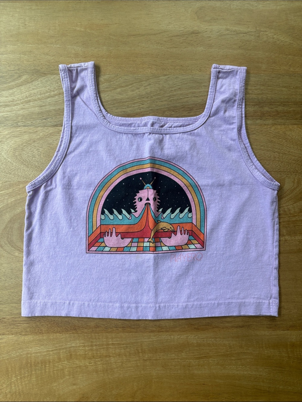 Lilac Retro Graphic Crop Tank Top - Picture 1 of 7